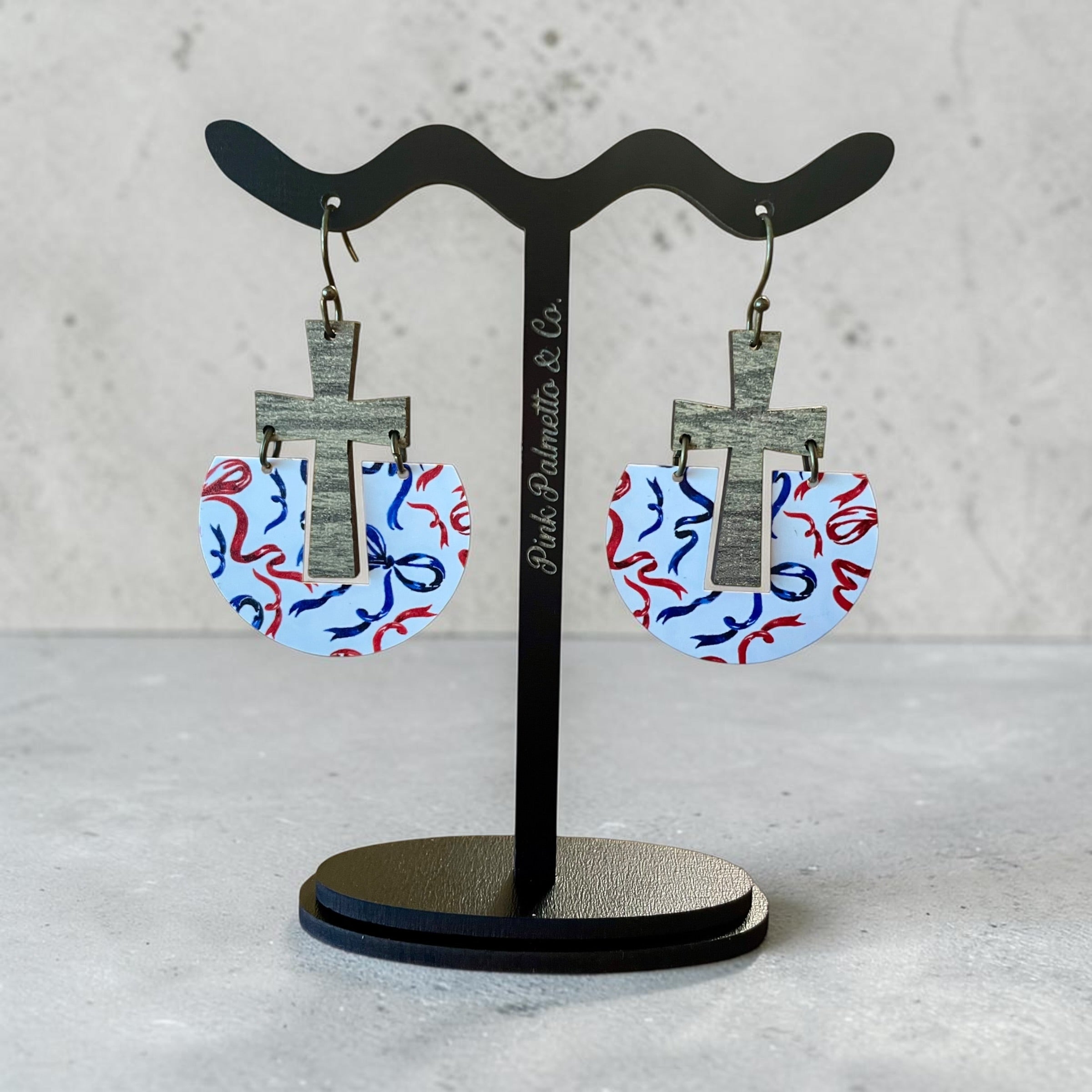 Patriotic Cross Earrings