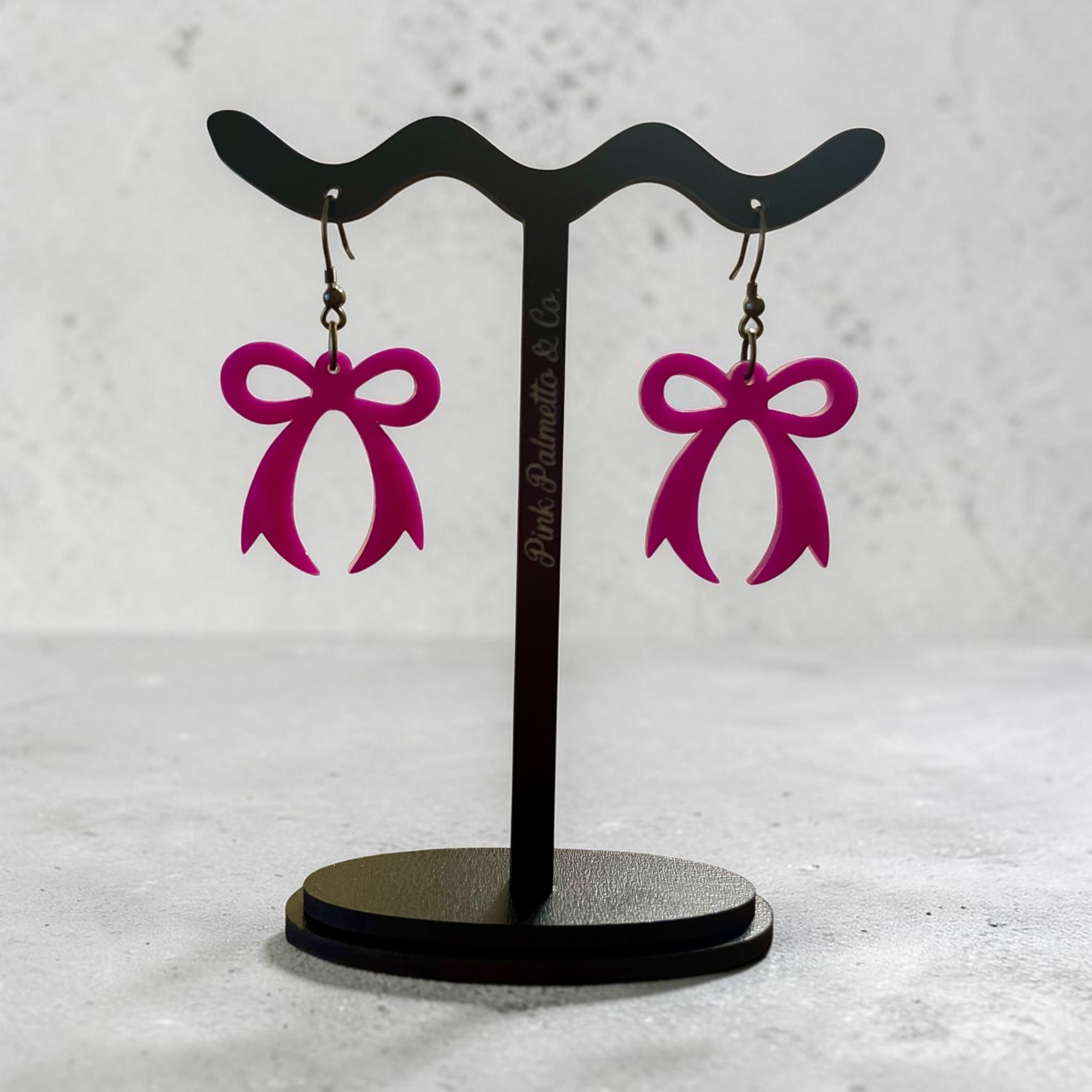 Laser-Cut Acrylic Bow Earrings