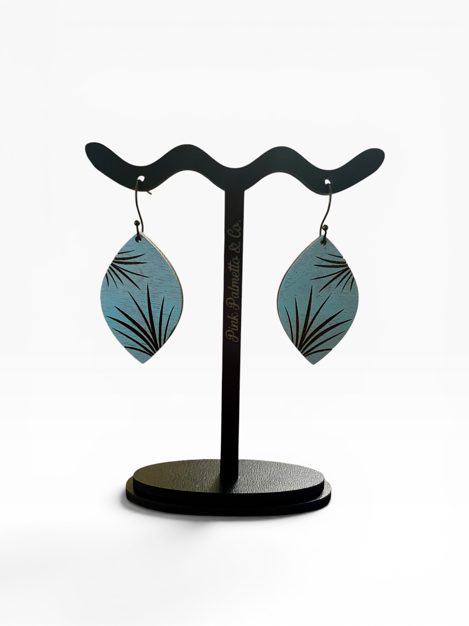 Rustic Tropical Palm Leaf Wood Earrings