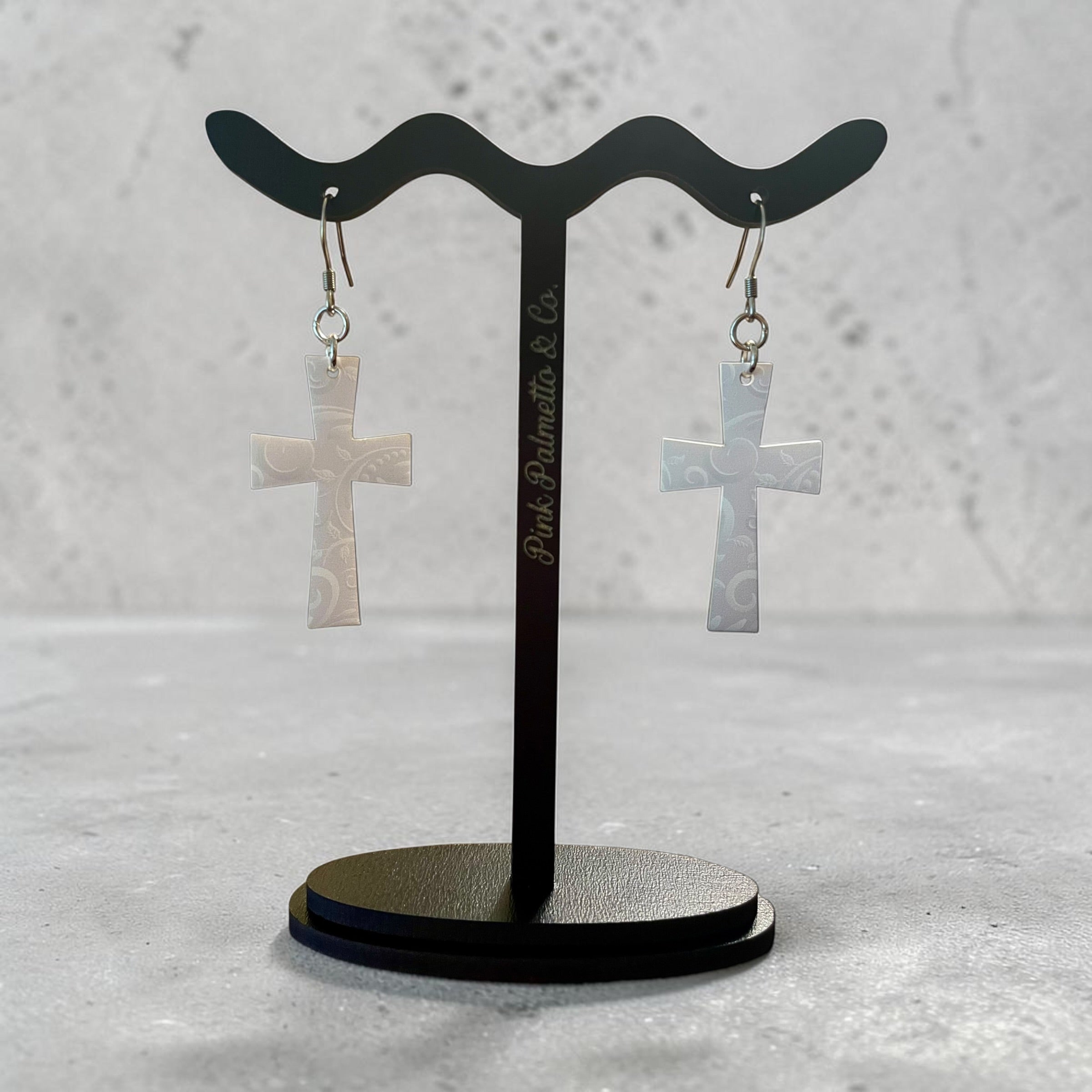 Ivory Elegance Cross Earrings