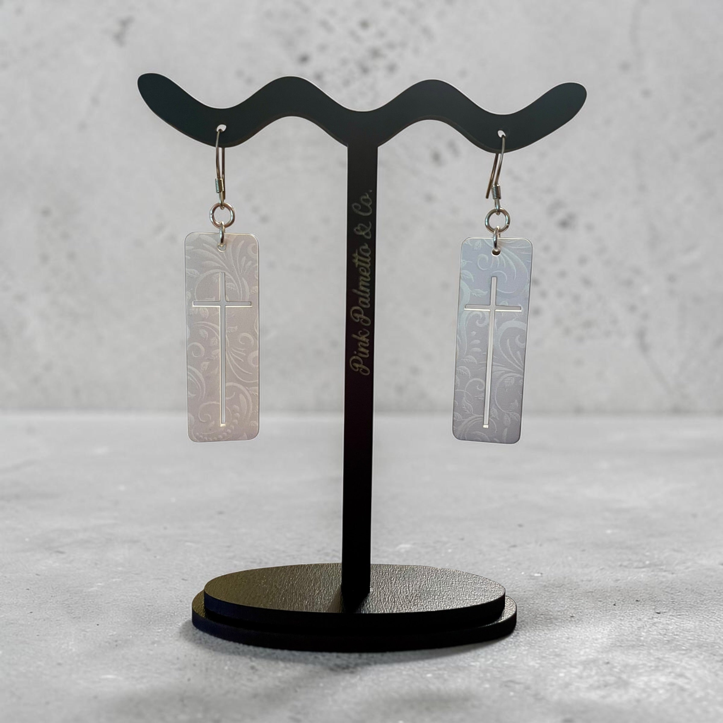 Ivory Elegance Cross Earrings