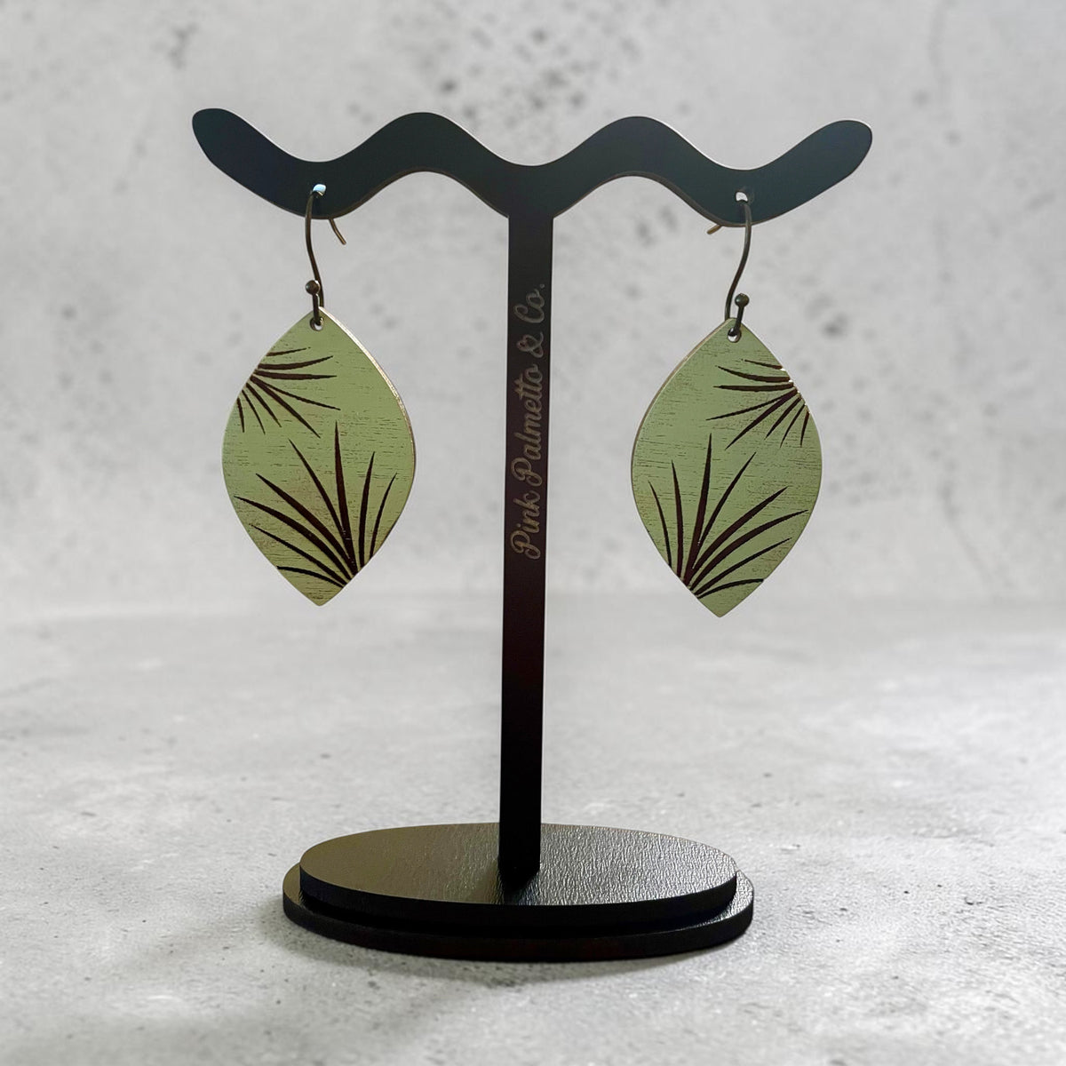 Rustic Tropical Palm Leaf Wood Earrings