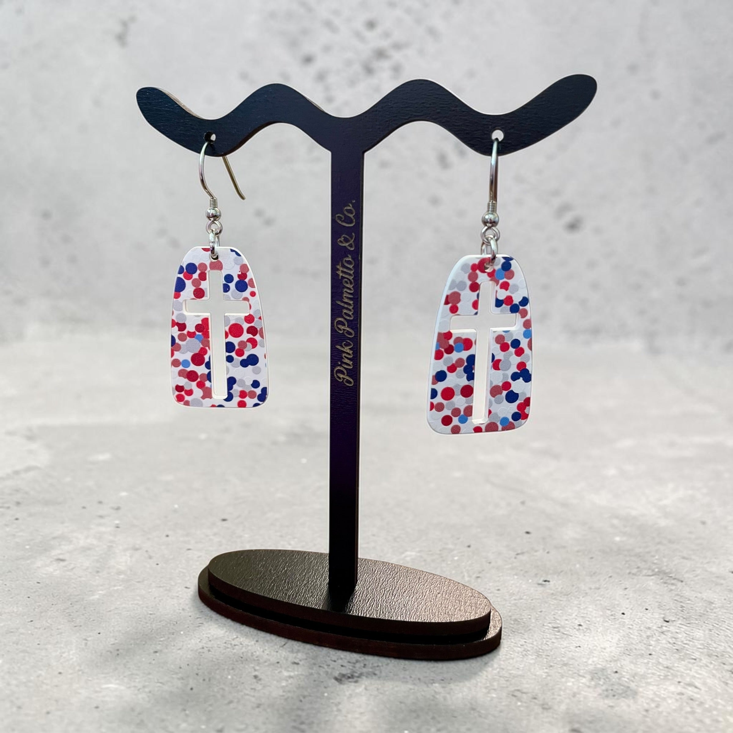 Patriotic Cross Cutout Earrings