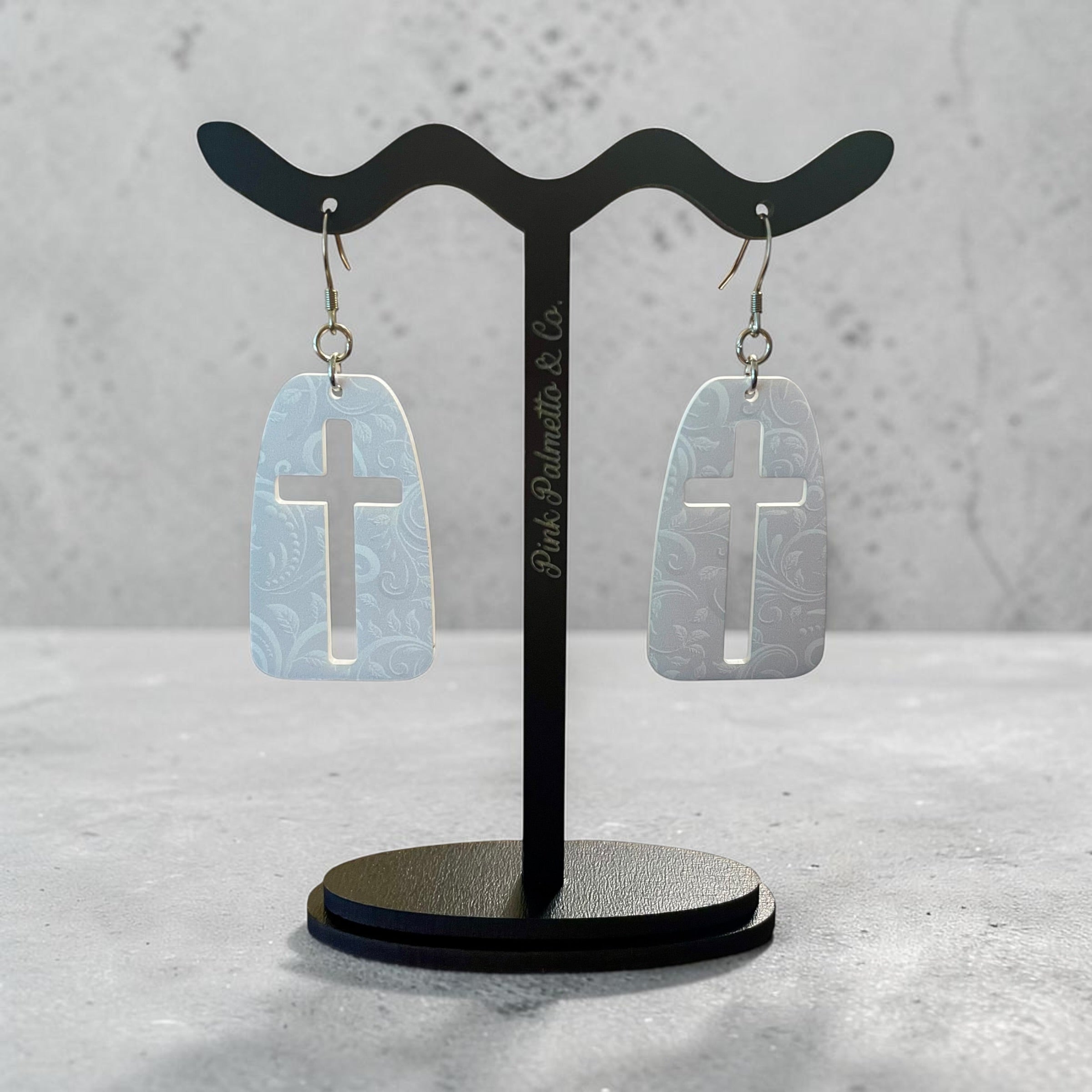 Ivory Elegance Cross Earrings