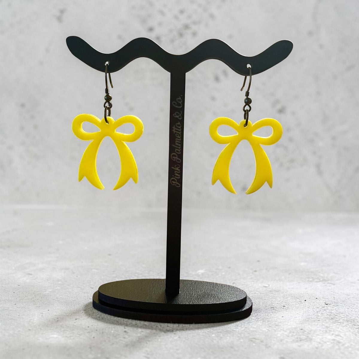 Laser-Cut Acrylic Bow Earrings