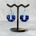 Wooden Cross Abstract Pattern Dangle Earrings