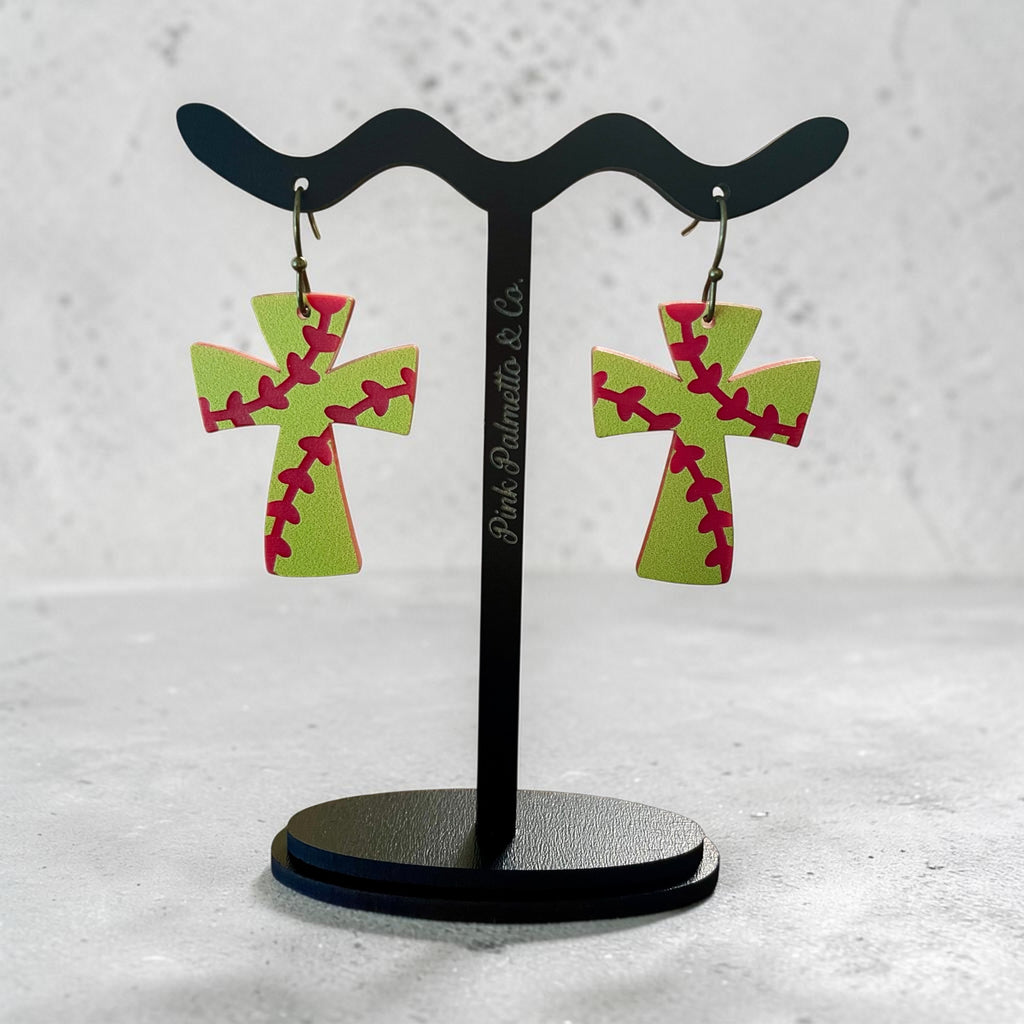 Softball or Baseball Cross Earrings