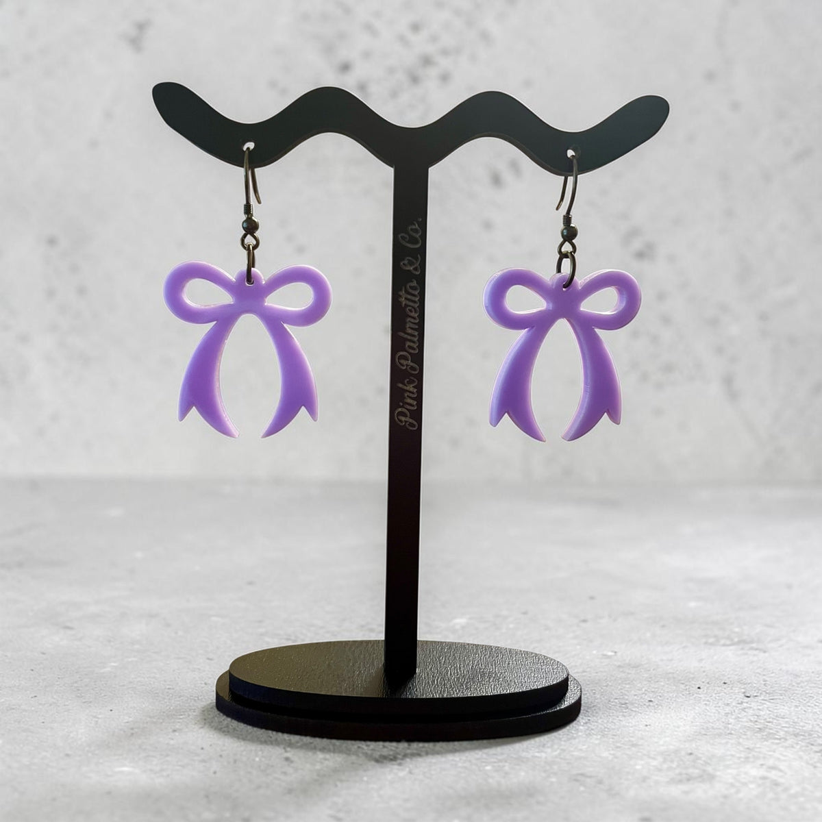 Laser-Cut Acrylic Bow Earrings