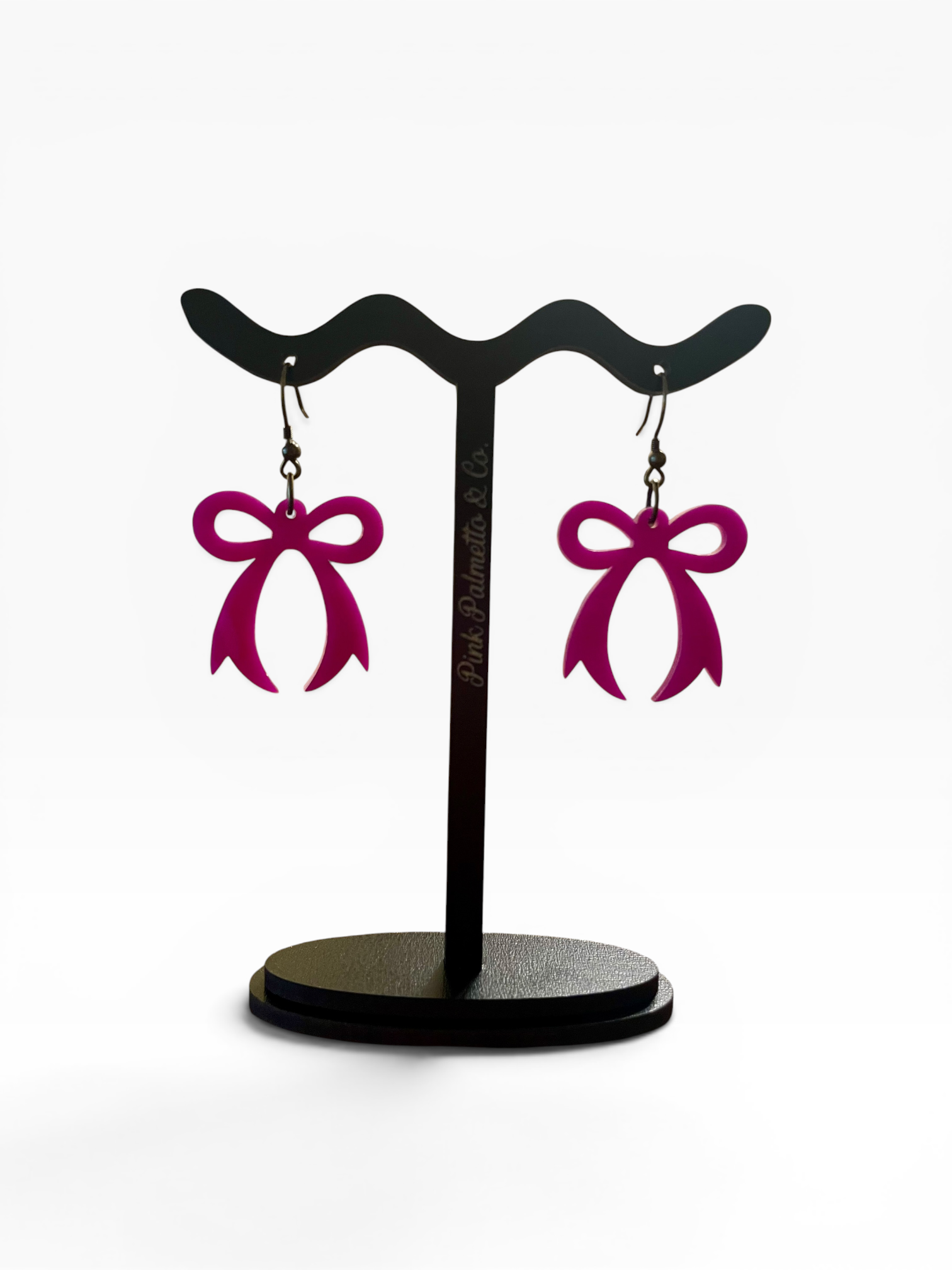 Laser-Cut Acrylic Bow Earrings