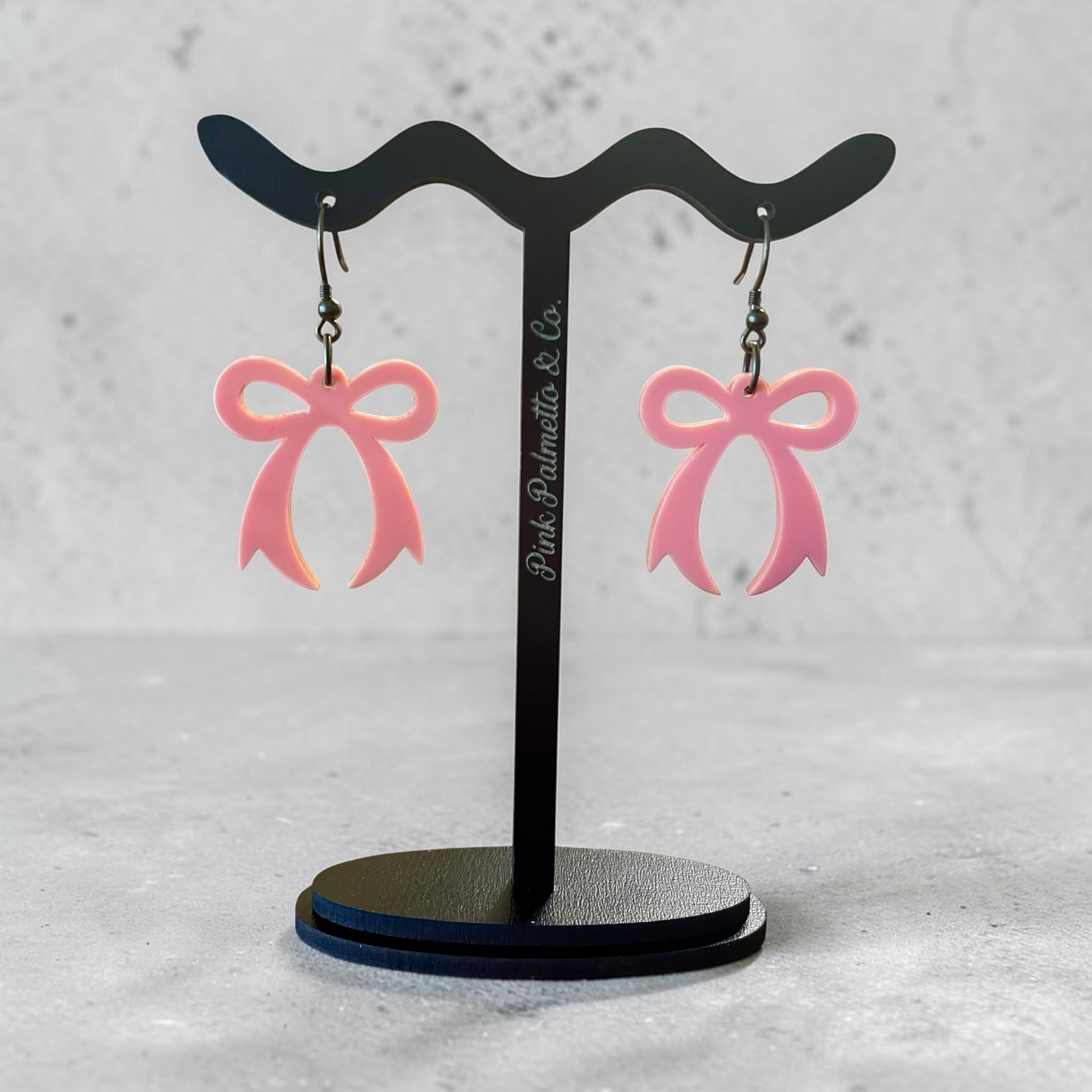 Laser-Cut Acrylic Bow Earrings