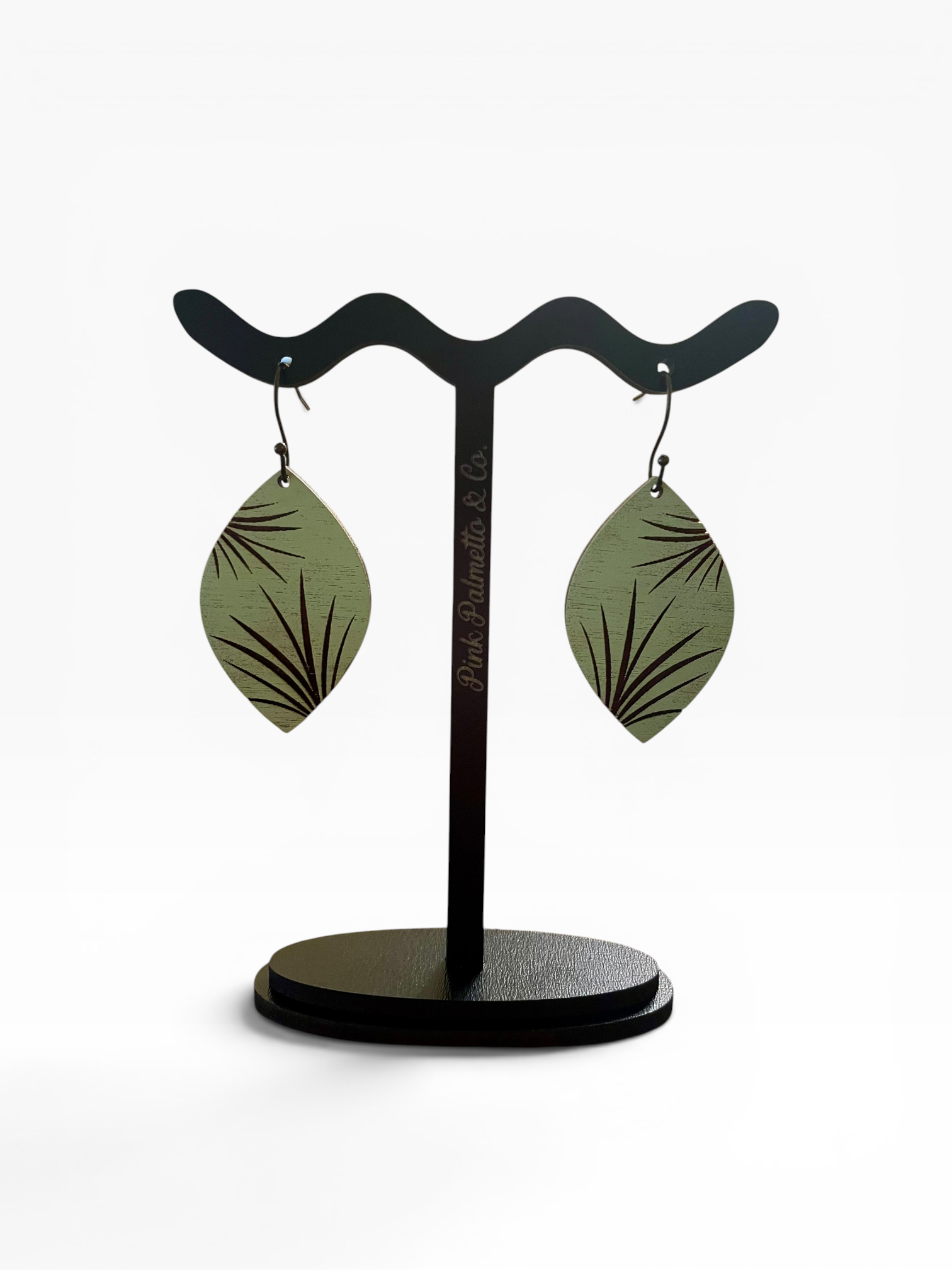Rustic Tropical Palm Leaf Wood Earrings