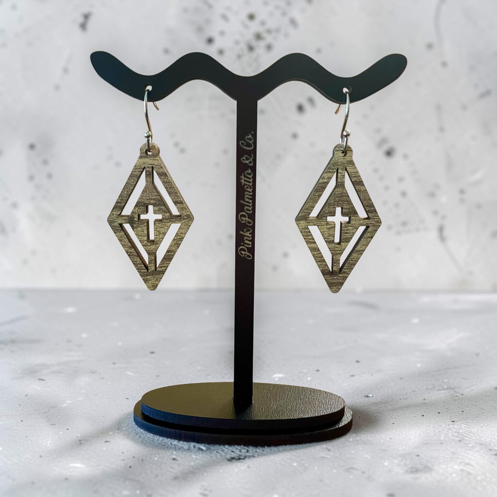 Faith Cross Geometric Earrings