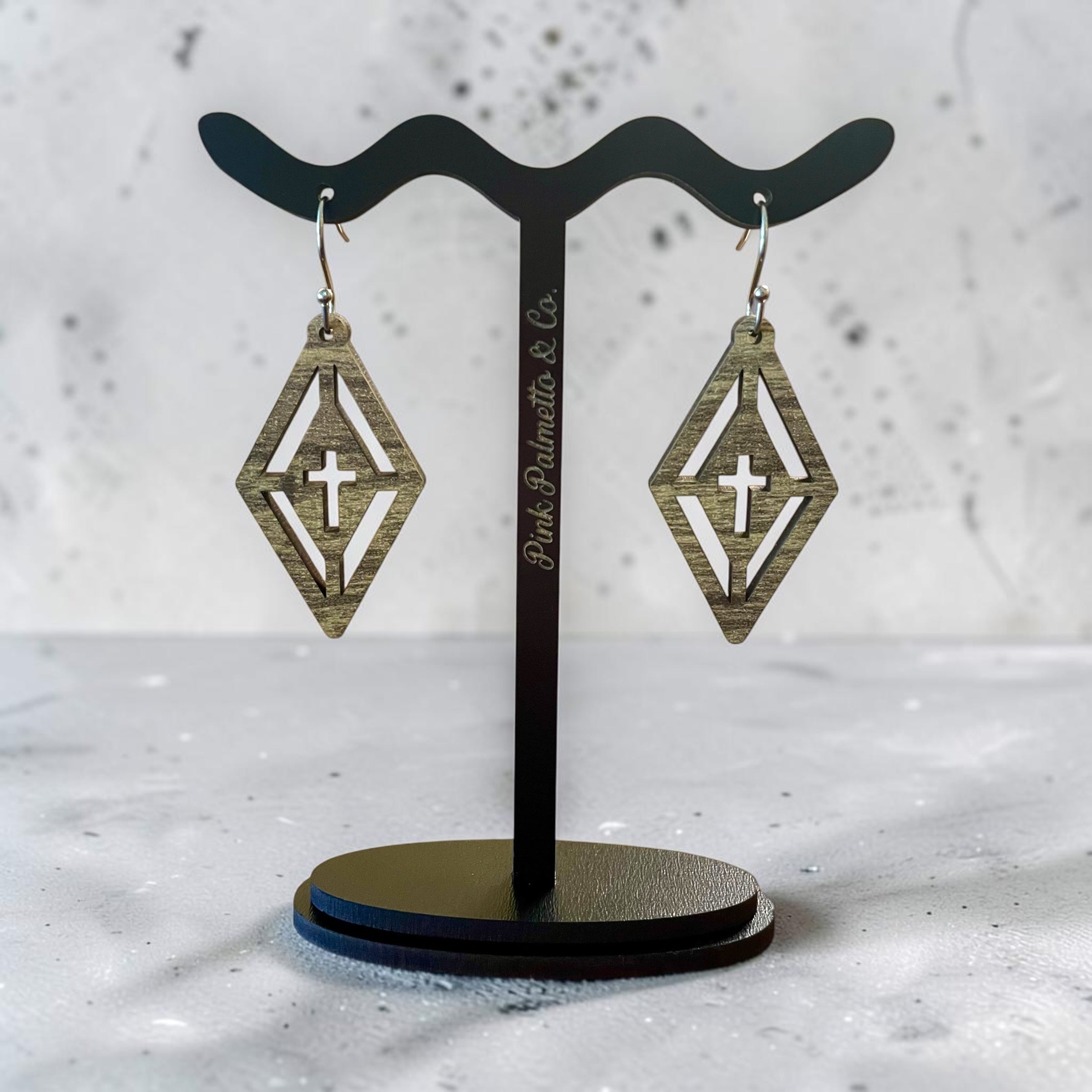 Faith Cross Geometric Earrings