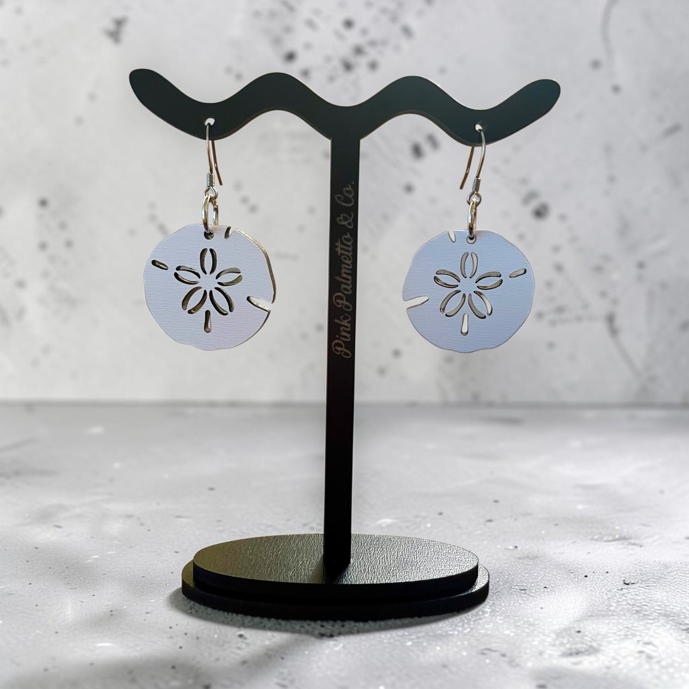 White Sand Dollar Laser-Cut Earrings