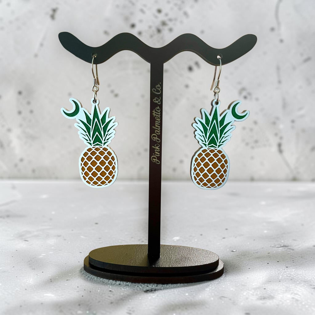 Pineapple and Moon Dangle Earrings