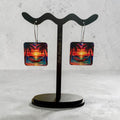 Tropical Sunset Hammock Square Acrylic Drop Earrings
